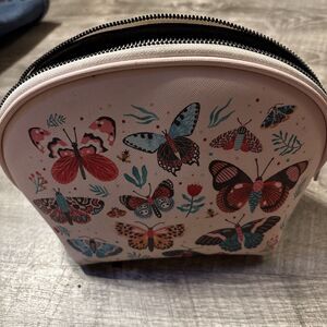 OCS Designs Moth Butterfly Zip Cosmetic Bag Light Pink